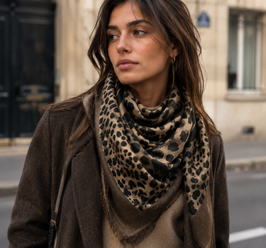 Trendy leopard square scarf