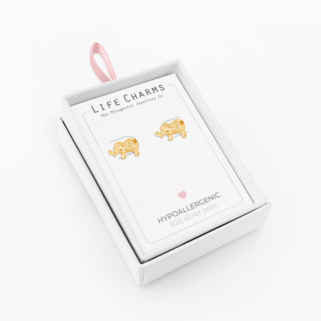 Lucky elephant gold studs