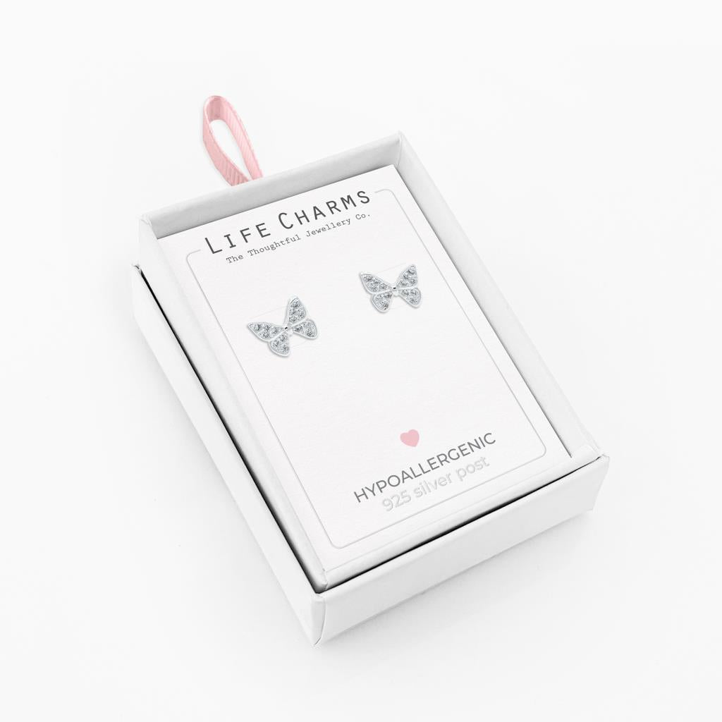 Butterfly silver studs