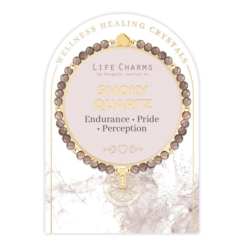 Smoky Quartz &amp; gold beads healing crystals bracelet