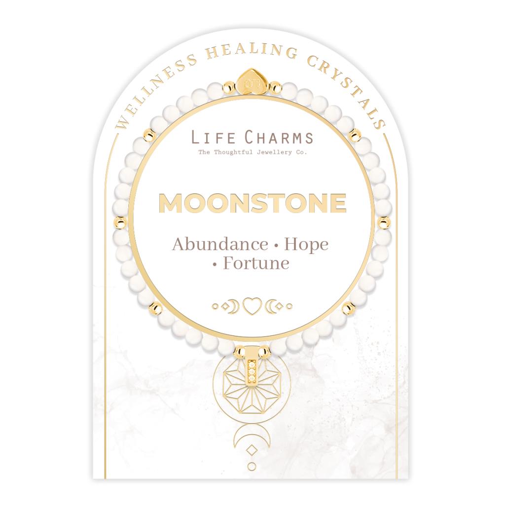 Moonstone &amp; gold beads healing crystals bracelet