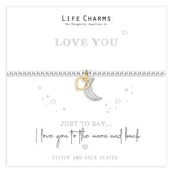 Just To Say Love You moon and heart charm bracelet