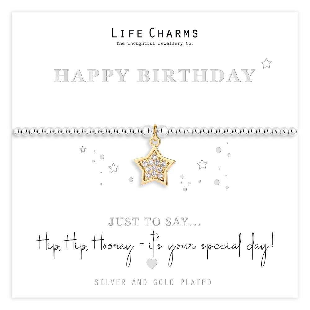 Just To Say Happy Birthday gold star charm bracelet