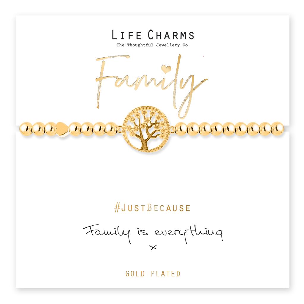 Family tree gold charm bracelet