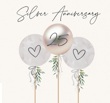 Camille Silver Anniversary Balloons Card