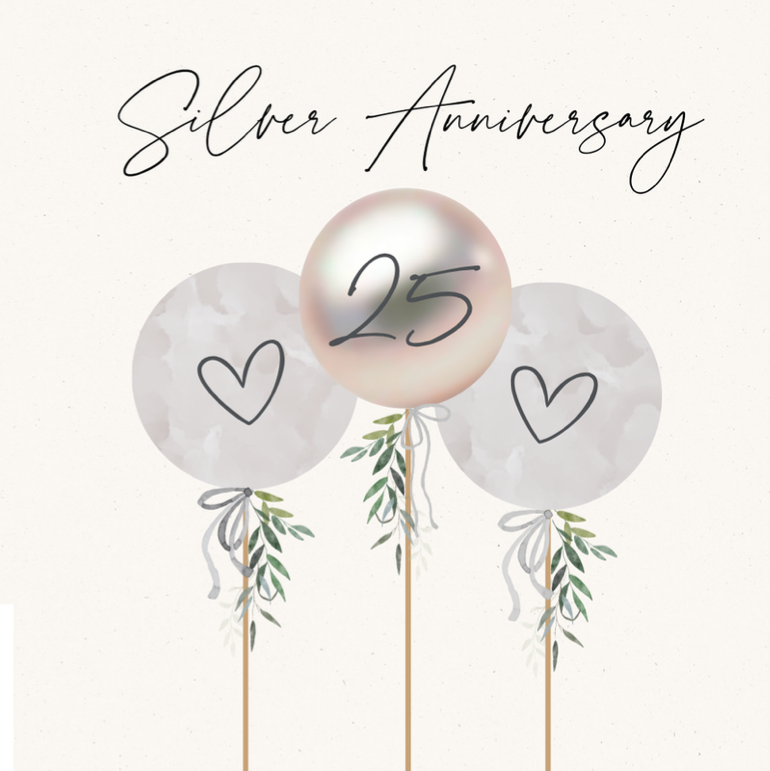 Camille Silver Anniversary Balloons Card