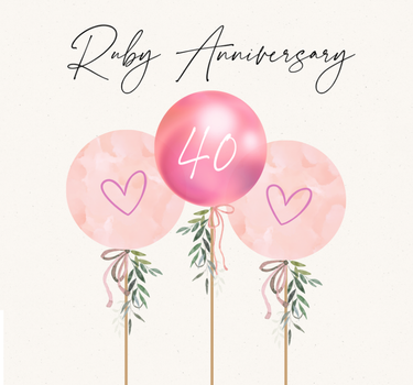 Camille Ruby Anniversary Balloons Card
