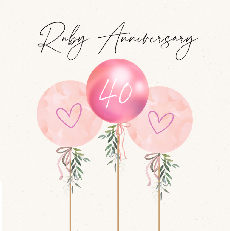 Camille Ruby Anniversary Balloons Card