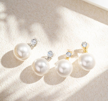 Elegant Classic Chic Pearl Rhinestone Clip Earrings