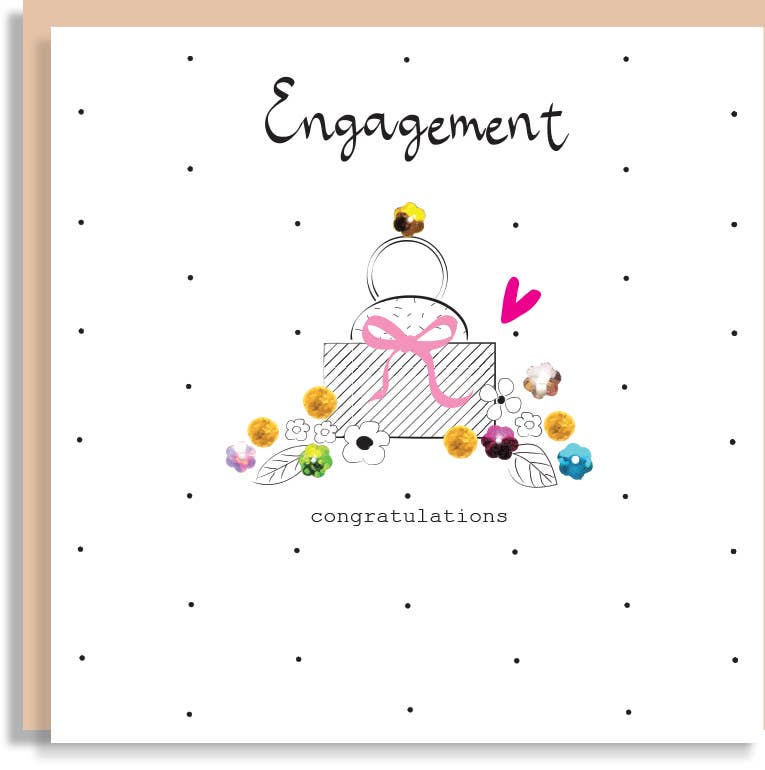 J208 Engagement Ring Flowers Hand-Finished Sequin Card