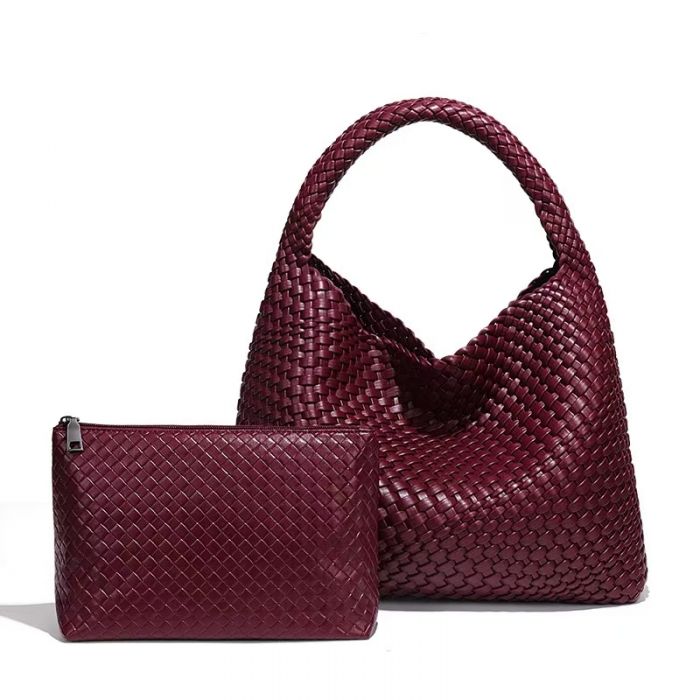 Weave two in one handbags in Raspberry