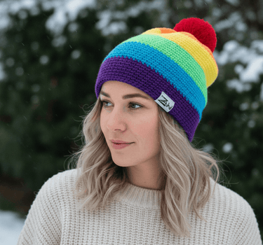 Rainbow Beanie Bobble Hat