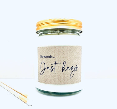 No words just hugs handmade soy scented candle
