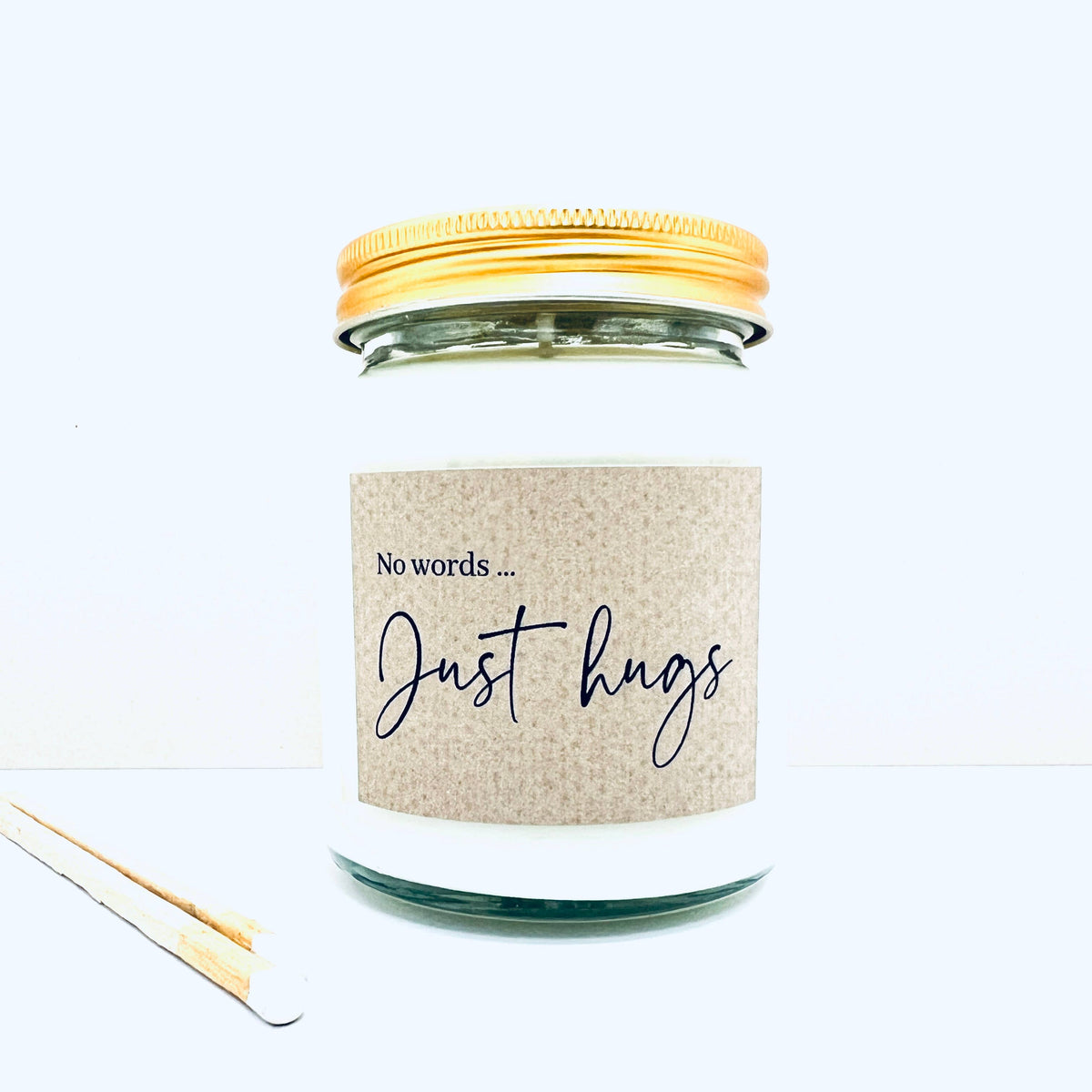 No words just hugs handmade soy scented candle