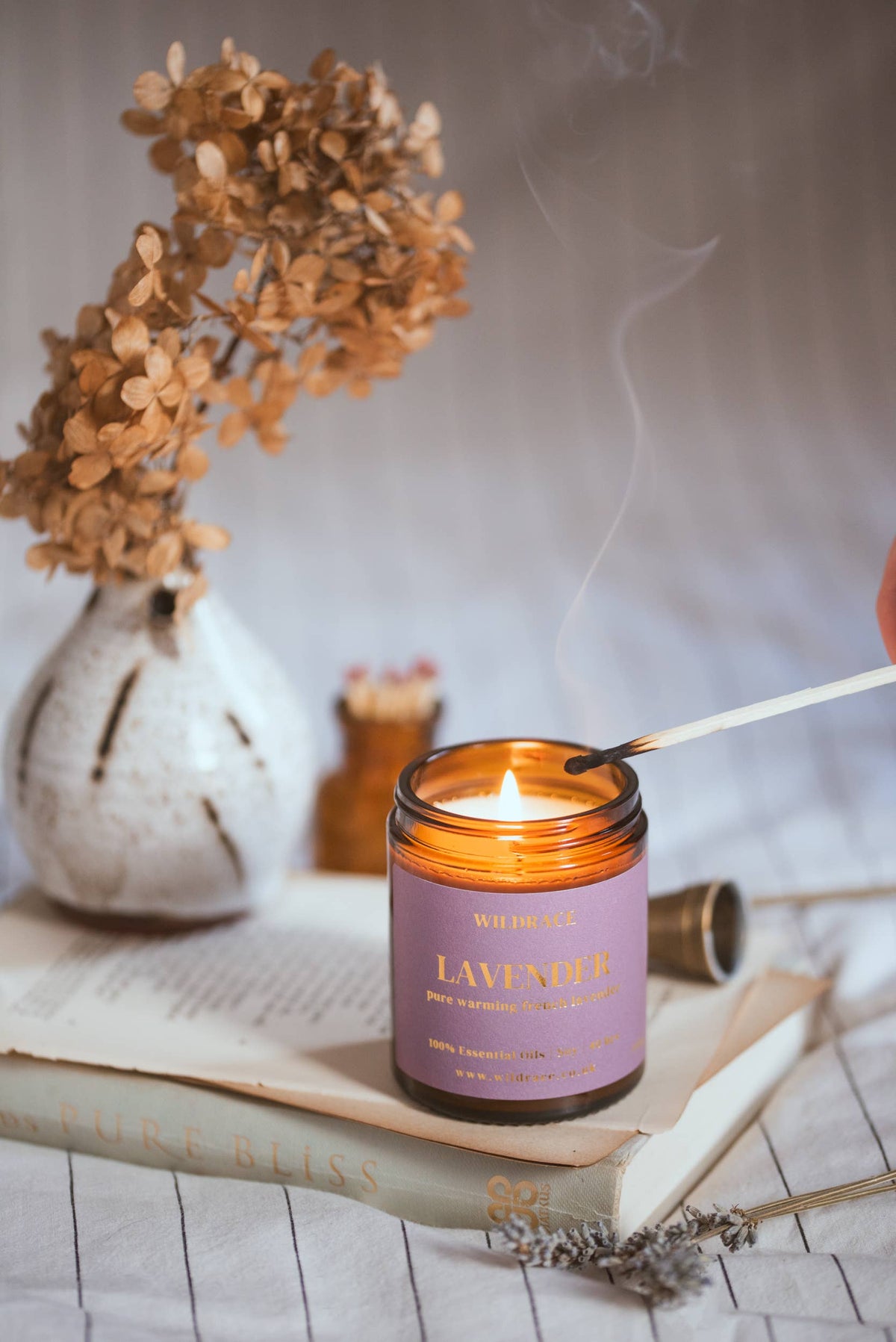 Lavender essential oil candle