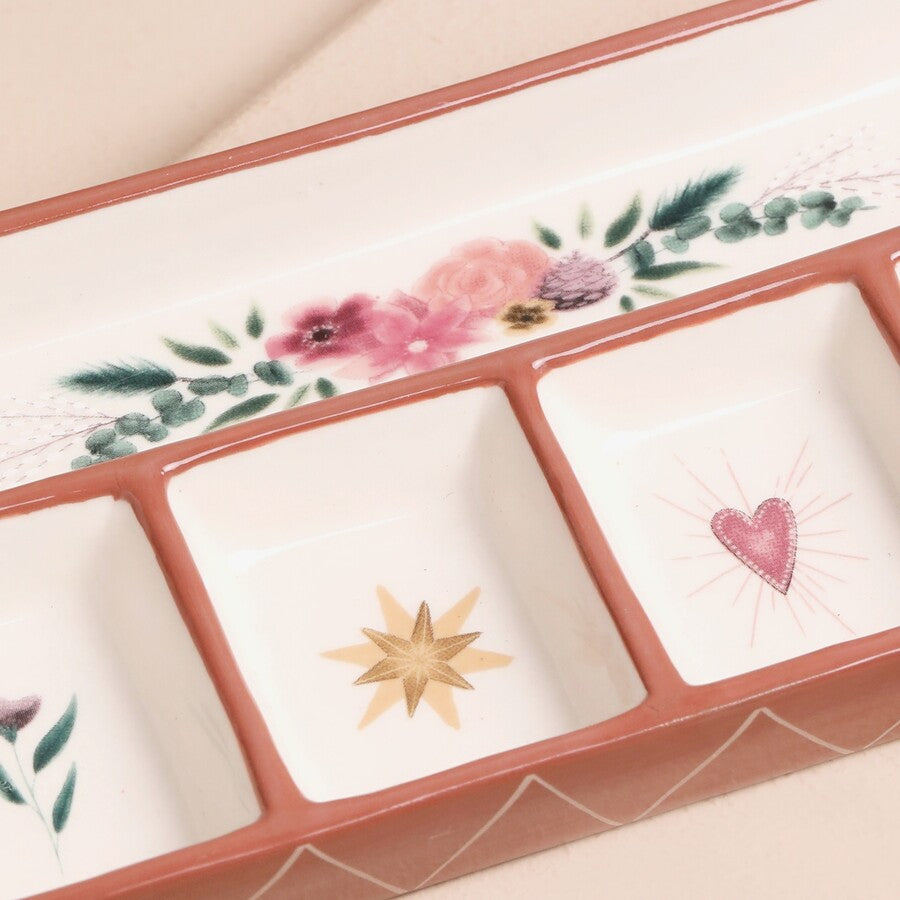 Cosy Floral Heart Ceramic Trinket Tray