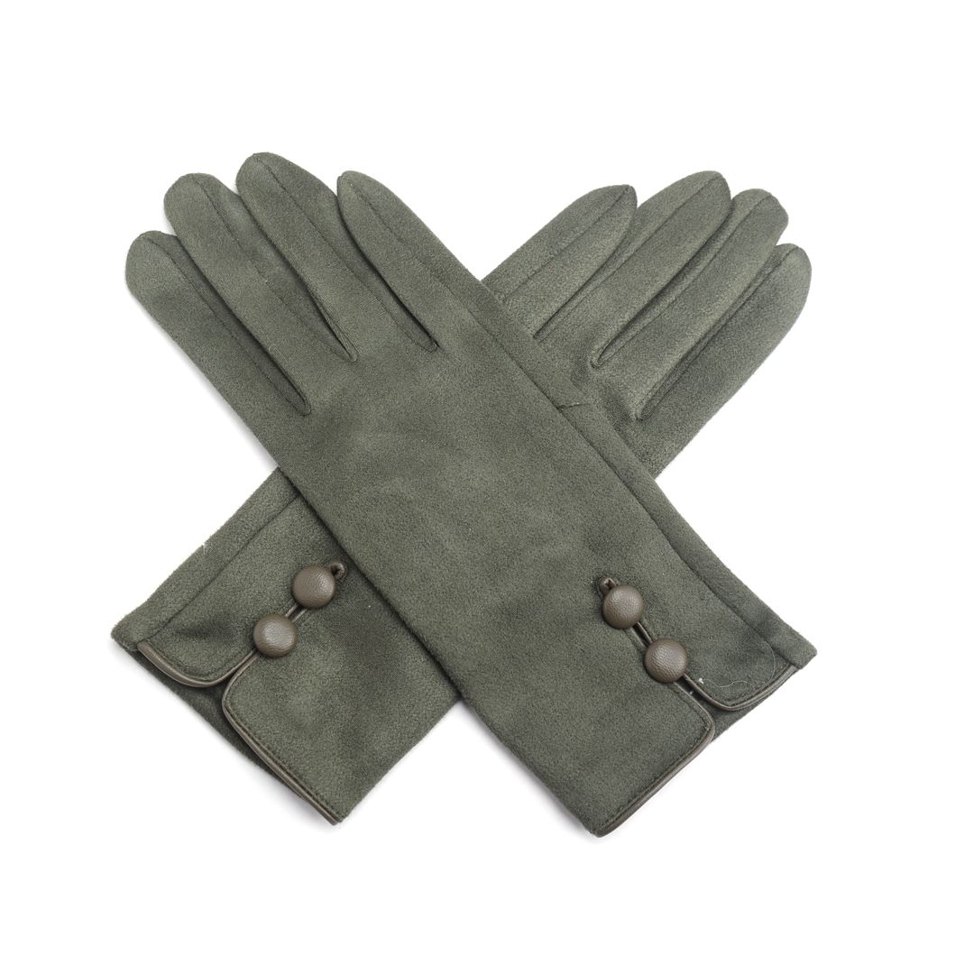 Suede gloves with button detail