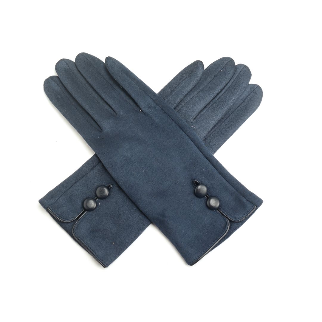 Suede gloves with button detail