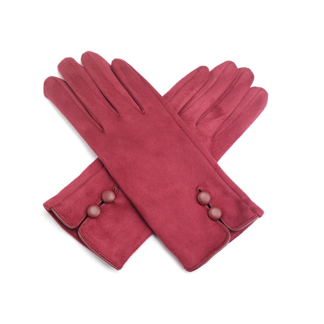 Suede gloves with button detail