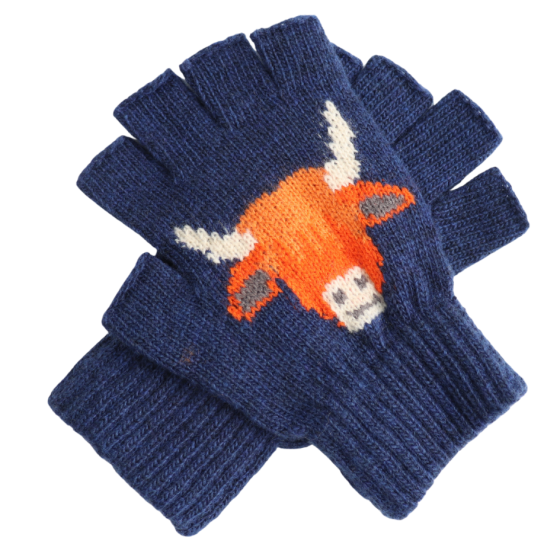 Fingerless Highland Cow Gloves