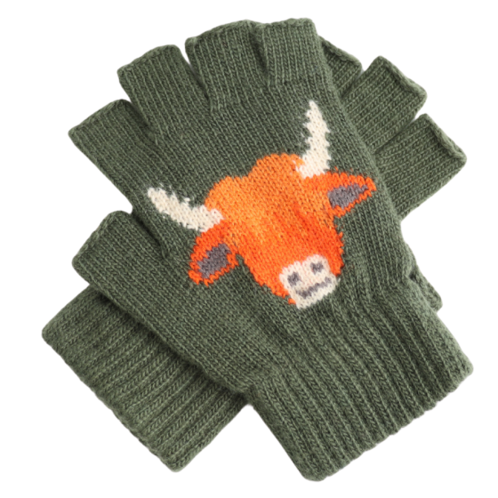 Fingerless Highland Cow Gloves