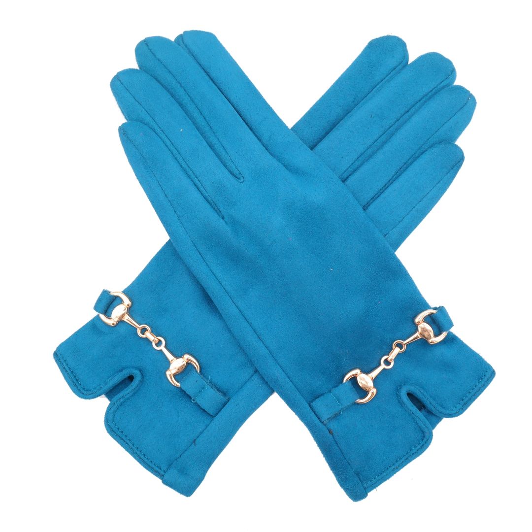 Suede gloves with buckle detail