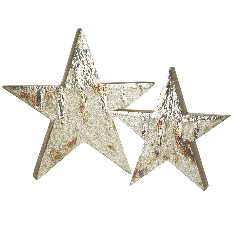 Wooden Stars With Gold Leaf Set