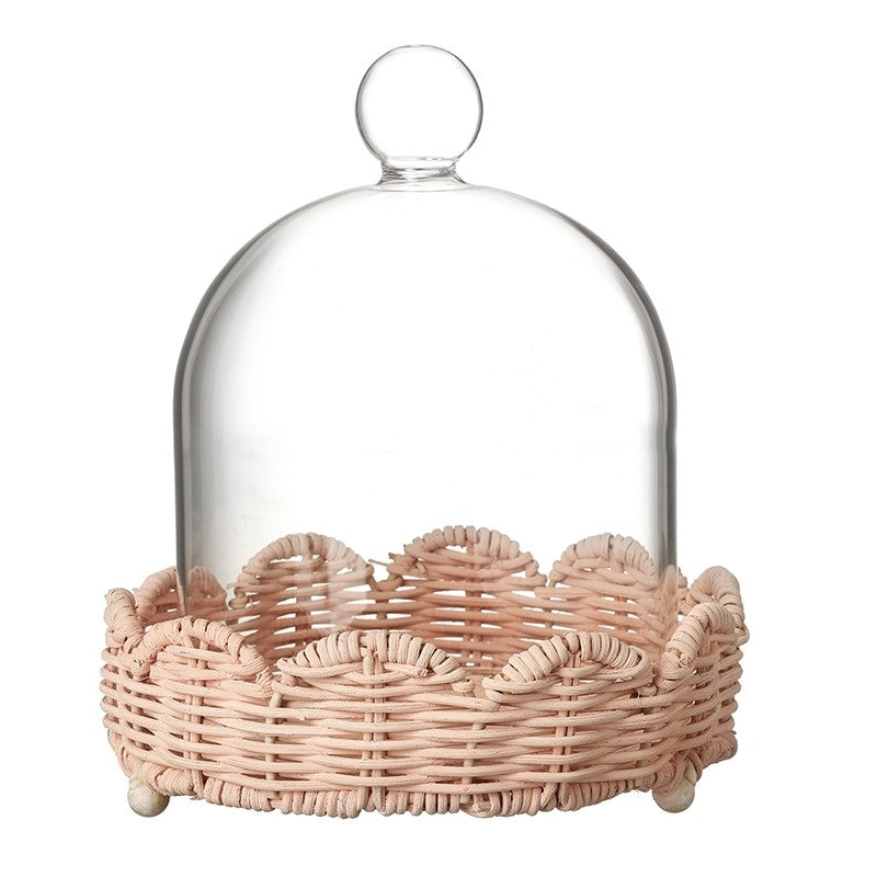 Cloche With Pink Woven Base