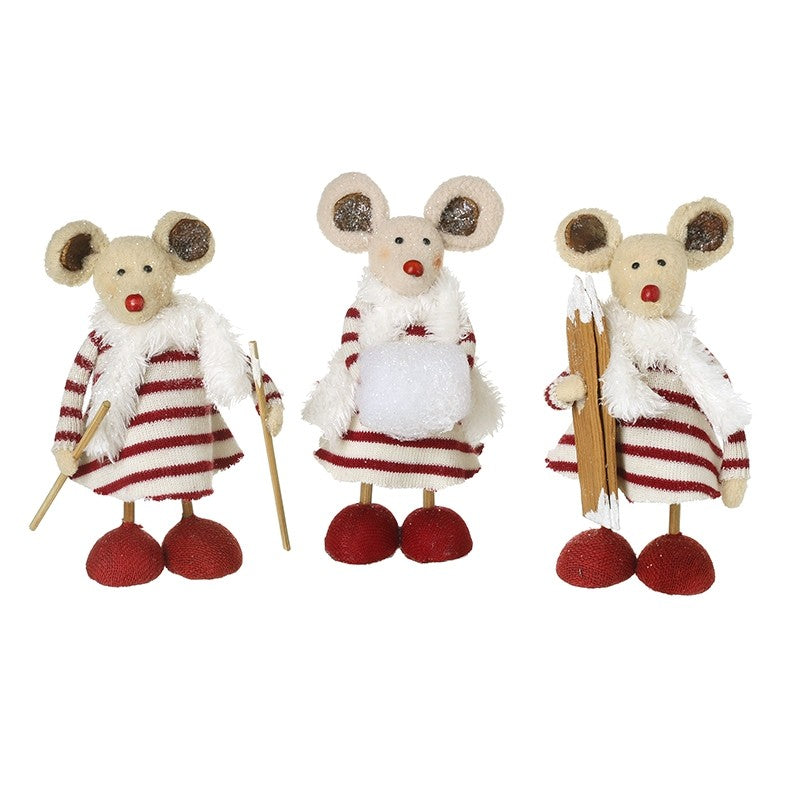 Three Red & White Dress Fabric Mouse Mix