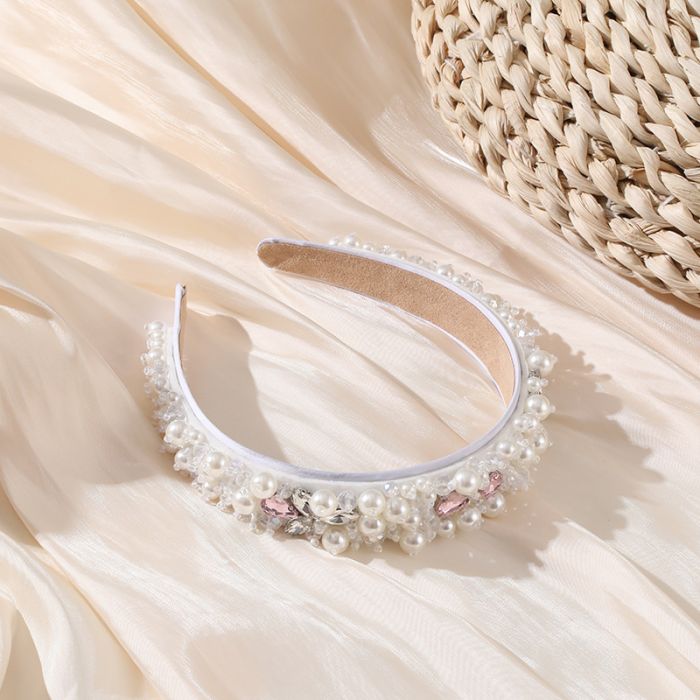 Pearls and crystals mix headband in Ivory