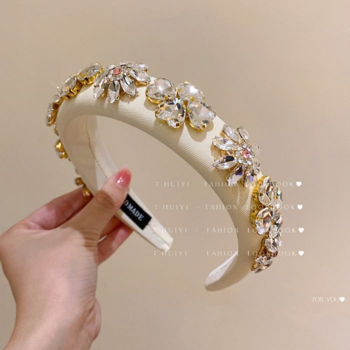 Crystals jewelled headband in Cream