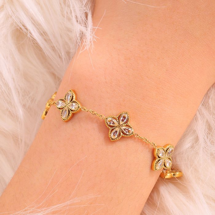 Elegant Gold Flower Bracelet in Multicolours