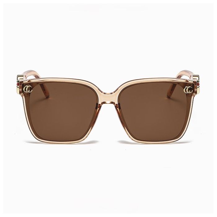 Square Sunglasses with Gold Details in Nude