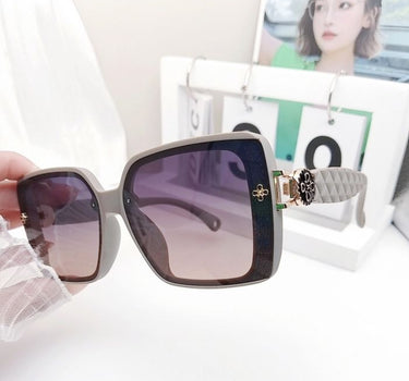 Oversized Square Sunglasses with Quilted Texture Arms