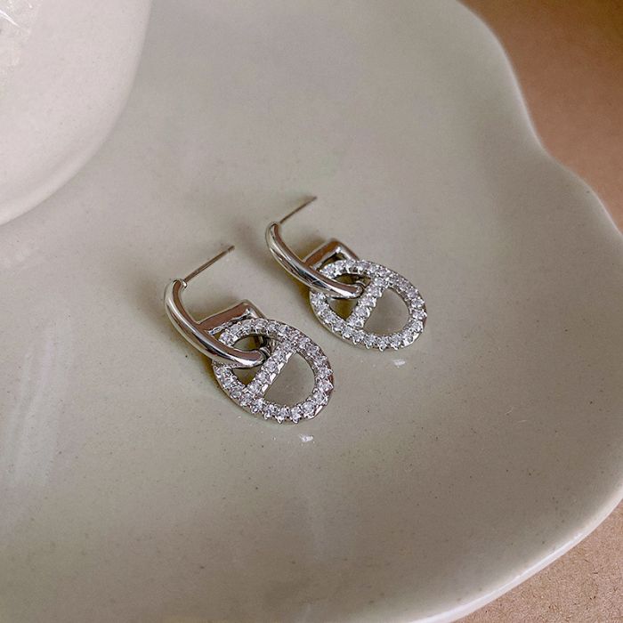 Crystal pig nose earrings in Silver