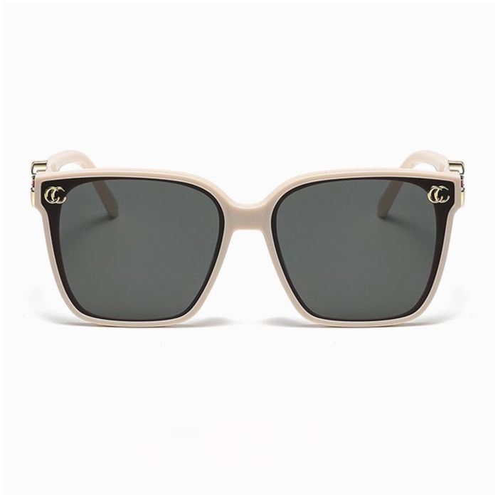 Square Sunglasses with Gold Details in Beige