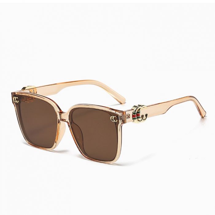 Square Sunglasses with Gold Details in Nude