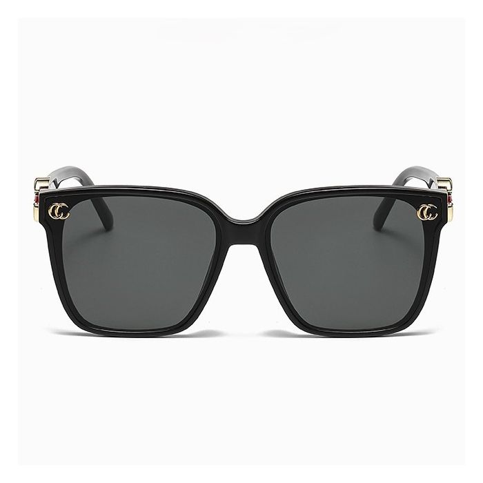 Square Sunglasses with Gold Details in Black