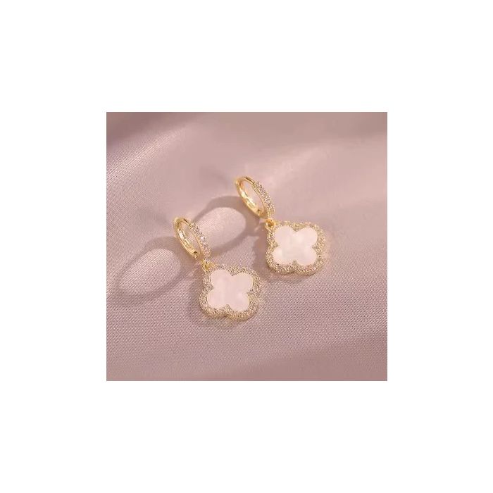 Four Petals Flower Dangle Earring in Cream