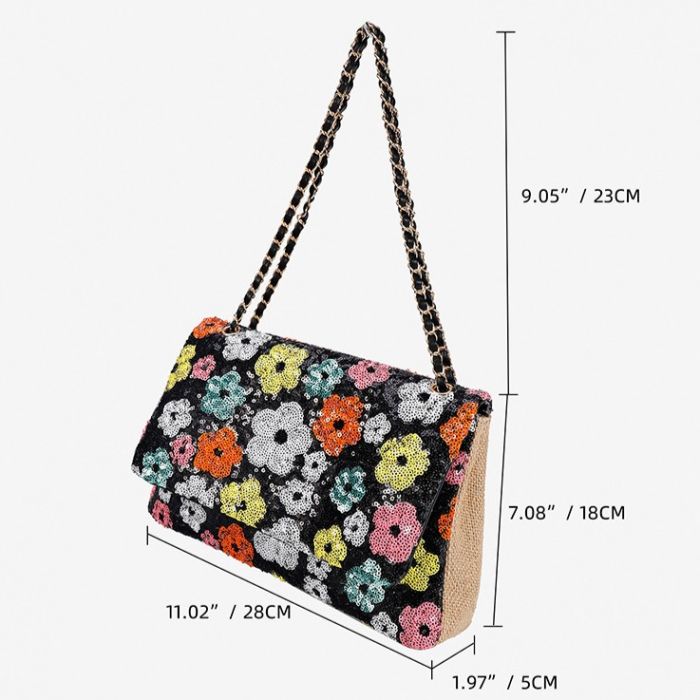 Elegant Floral Print Chain Strap Summer Bag in Pink