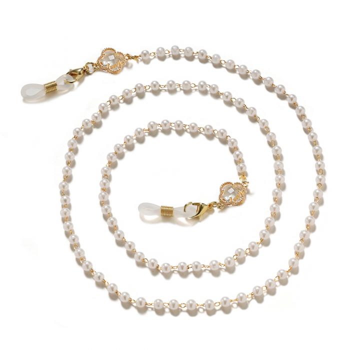 Four Petals Pearl Adorned Sunglasses Chain in Clear