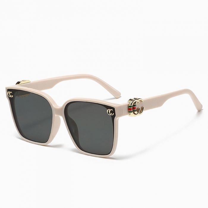 Square Sunglasses with Gold Details in Beige