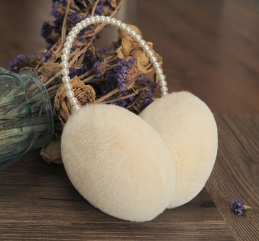 Luxurious Pearl Accented Faux Fur Earmuffs