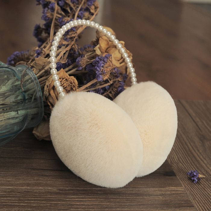 Luxurious Pearl Accented Faux Fur Earmuffs