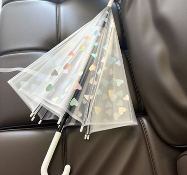 Clear Transparent Umbrella with Holographic Hearts
