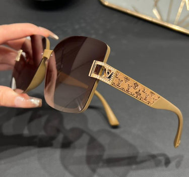 Luxe Monogram and Rhinestone Buckle Sunglasses