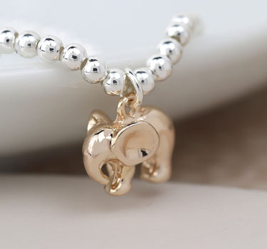 Silver plated stretch bead bracelet