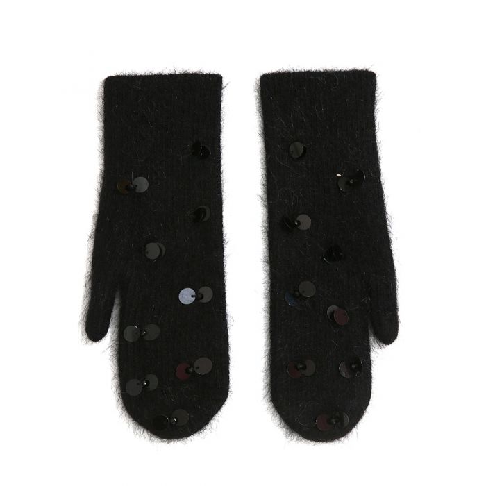 Wool gloves with sequins in Black