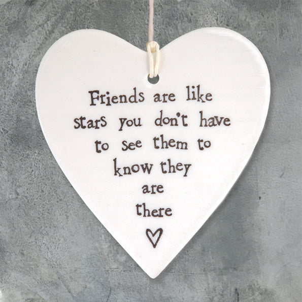 Porcelain Round Heart..Friends Are Like Stars