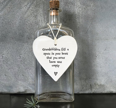 Porcelain Round Heart..Grandchildren